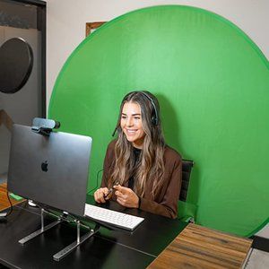 Circular Portable Green Screen Web Around Backdrop Chair Photo Cam 52"Background